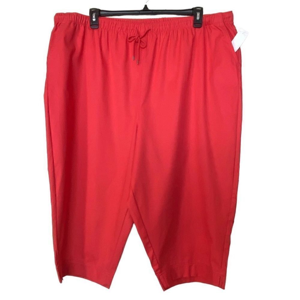 CORAL BAY Women’s 3X Pull On Drawstring Capri Pants - Dark Coral Color